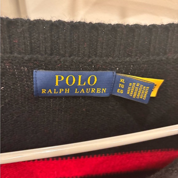 Men’s Ralph Lauren Red and Black Striped Wool Sweater Size XL New Without Tag - Picture 7 of 10